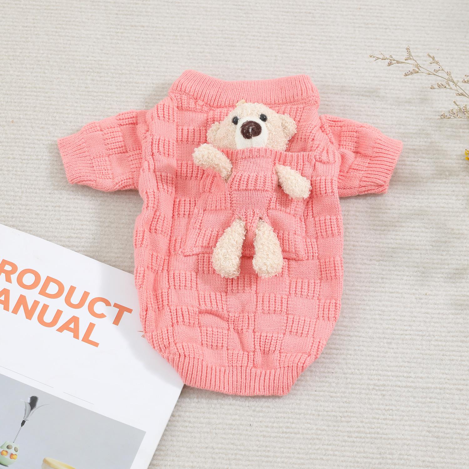 

Pet kitten puppy clothes winter thickened pocket bear two legs sweater puppy winter clothing warm pet supplies XL (suitable for 12-8kg) розовый