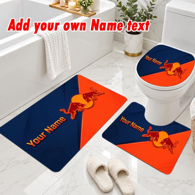 Personalized RB Leipzig FC 3Pcs Flannel Toilet Mat Set Custom Text Bathroom Rug Non Slip