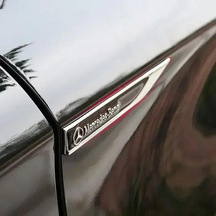 2pcs 3D Metal Car Fender Side Wing Emblem Badge Sticker For Mercedes Benz New B/C/E Class A Class C200L GLC GLK New CLA GLA BG1