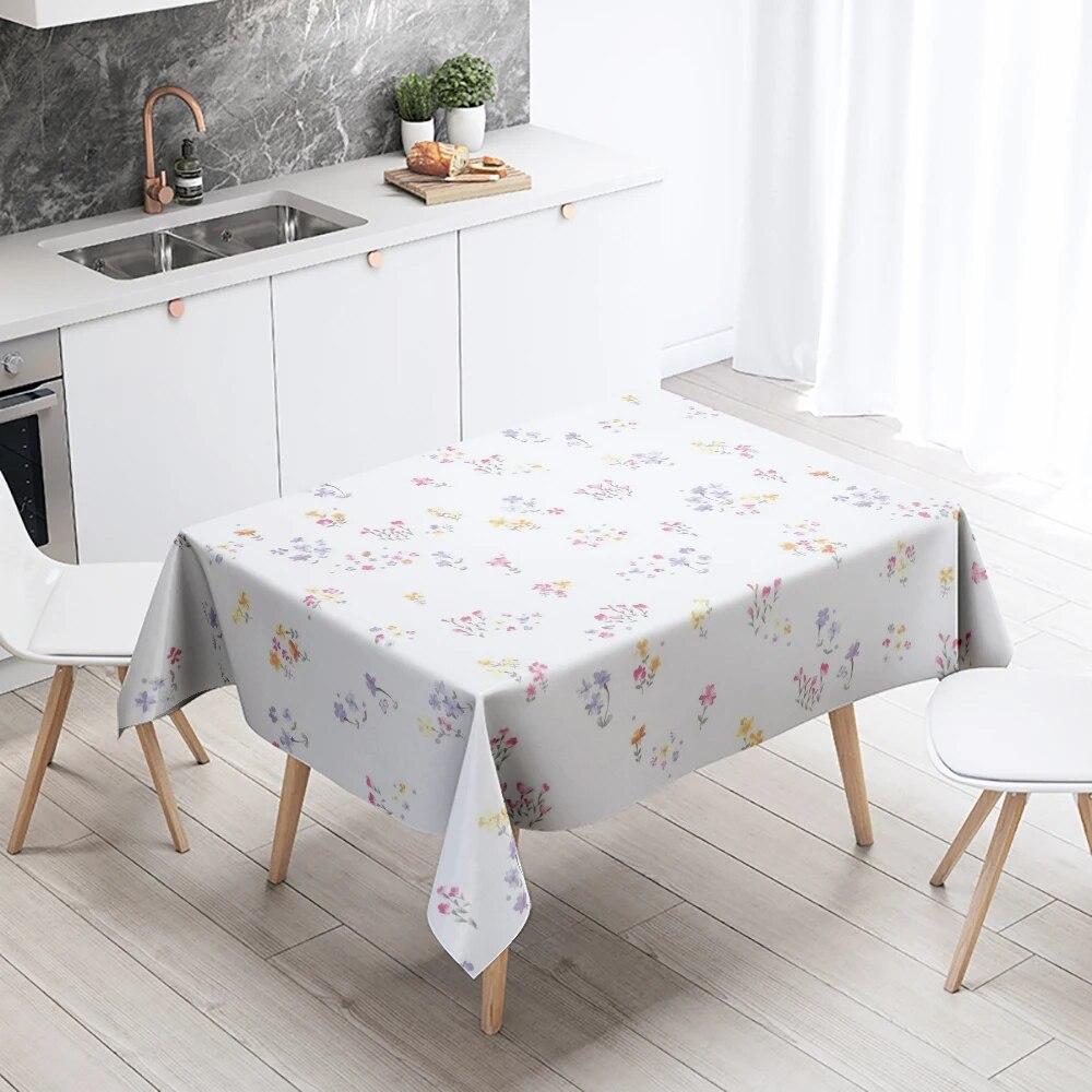 Cartoon Floral Tablecloth Home Decor Anti-Stain Waterproof Table Decoration Rectangular Kitchen Fireplace Countertop
