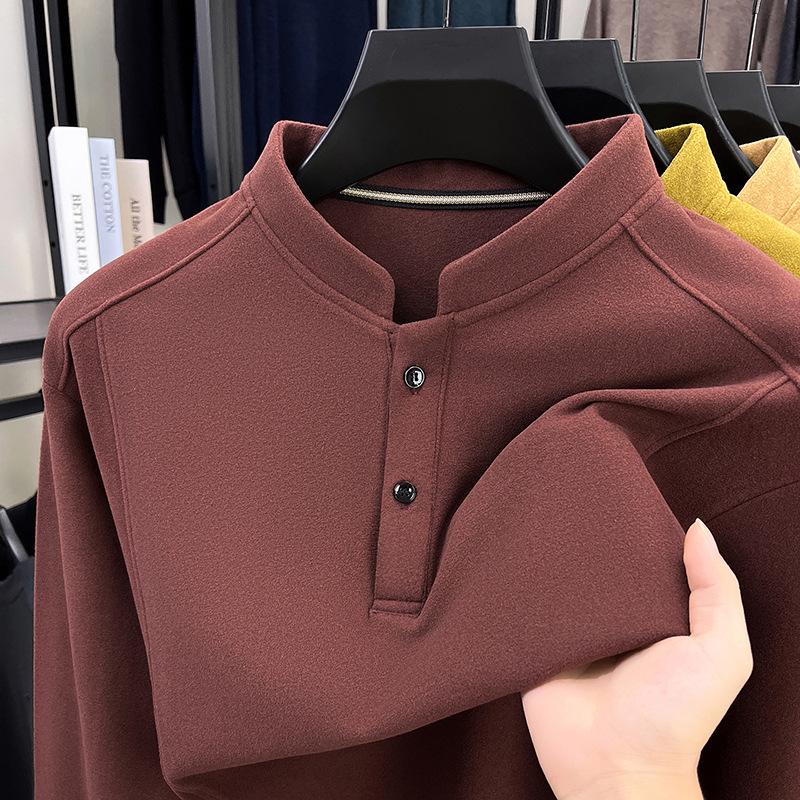 Herren Hoodie aus beidseitigem kationischem Fleece: 2025 Herbst/Winter Stehkragen Lässiges Warmes Basisschicht-Shirt