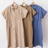 New Arrivals Open Run Women Strap Puff Sleeve Two Way Collar Long Dress
