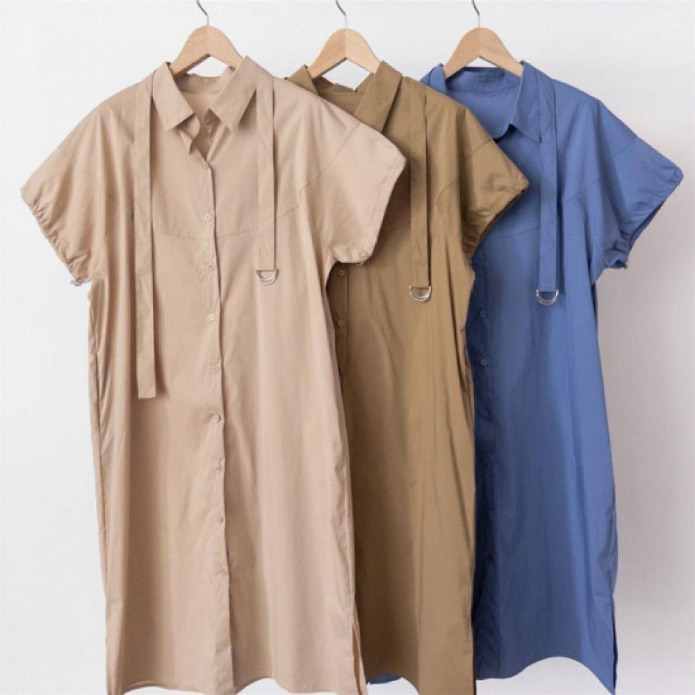 New Arrivals Open Run Women Strap Puff Sleeve Two Way Collar Long Dress