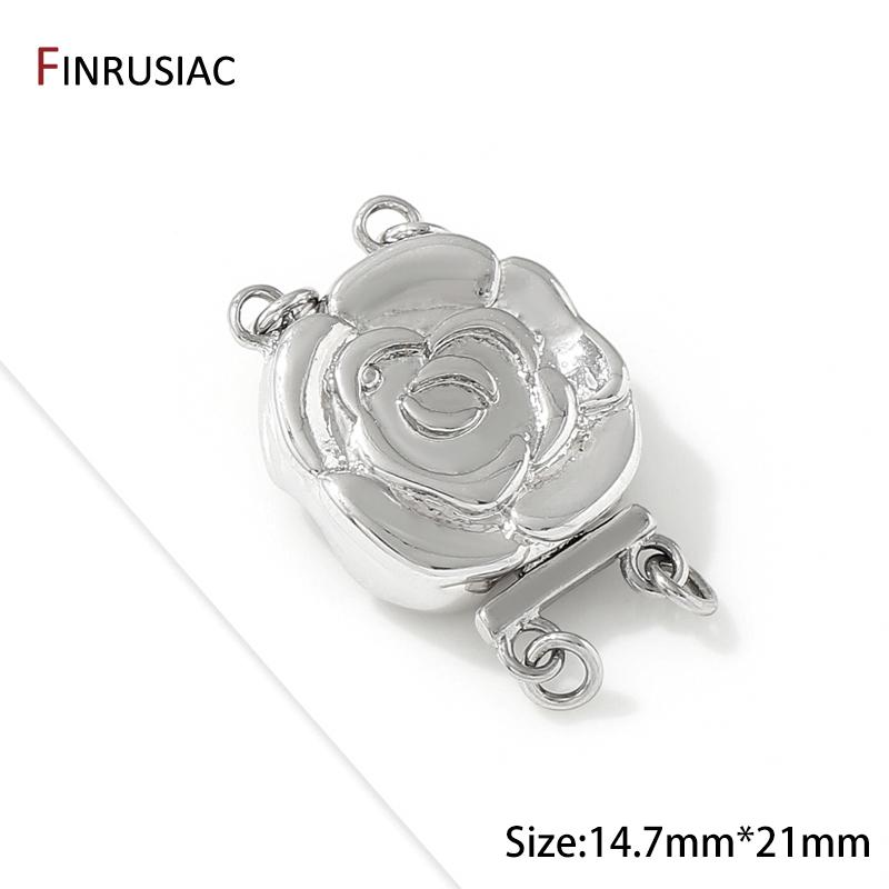 

Rhodium Plated Brass Flower Multi-Strand Layering Clasps For Jewelry Necklace DIY Making Supplies Material Accessories 1 piece