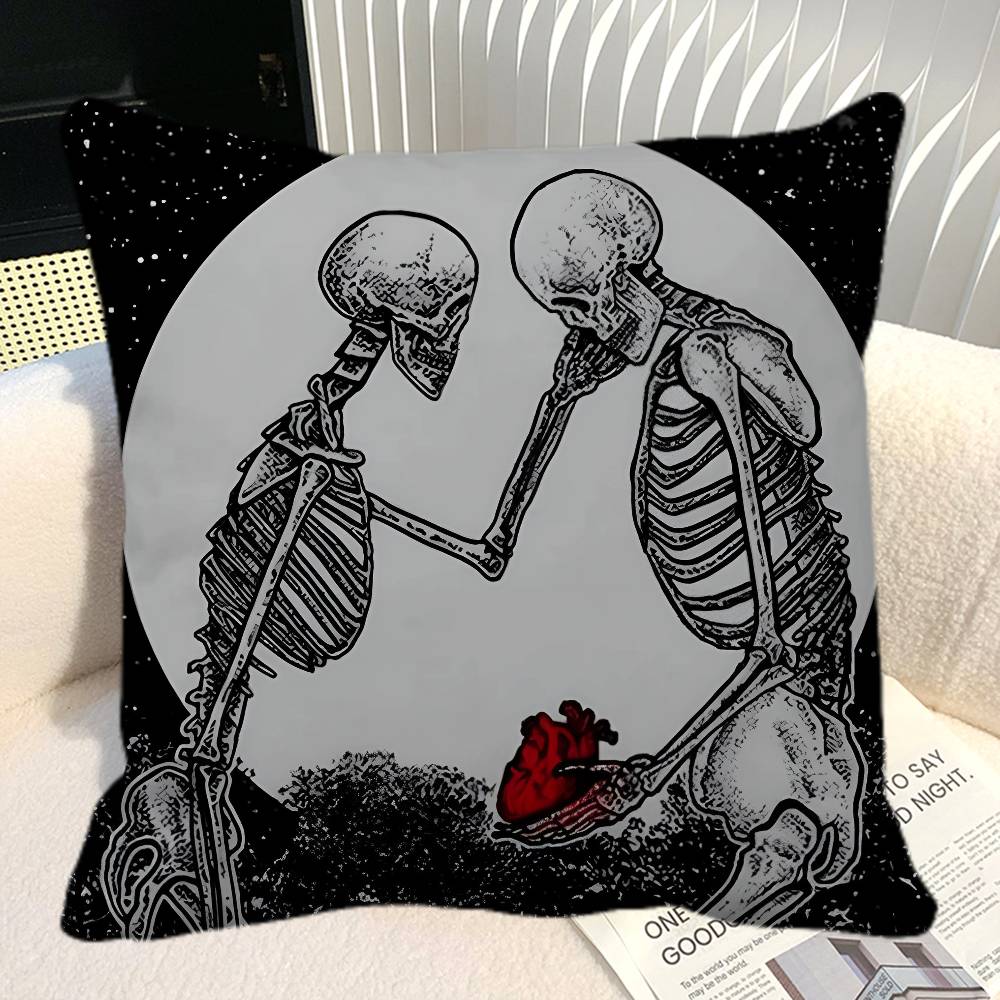 Simple Skull Love Married In Love Pillow Case Square Pillow Bedroom Sofa Leisure Comfort Cushion Car Home Decoration