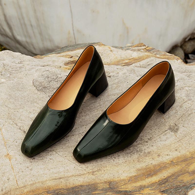 Women's Pumps Shoes Elegant Pointed Toe Mary Jane Shoes Fashion Elegant Spring Genuine Leather Cowhide Slip On Low Heels Ladies