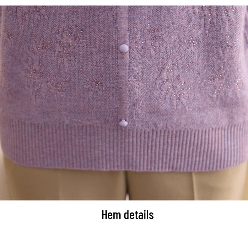Stylish Fleece-Lined Knitwear for Middle-Aged Women 40-60, Thickened Ancient Style Clothing.
