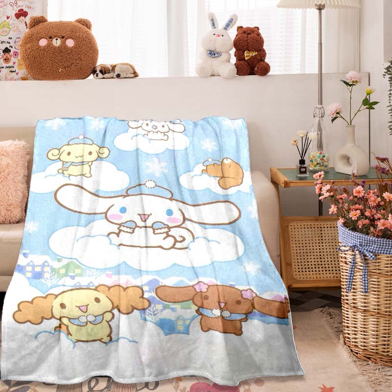

This 3D-printed cartoon-themed Cinnamoroll flannel blanket is warm, comfortable, and soft, making it perfect for use in the bedr 75x90cm