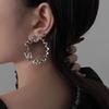 Fashion Metal Irregular Big Circle Hoop Earring for Women Exaggerated Silver Colour Twisted Personality Earrings Jewelry Gift