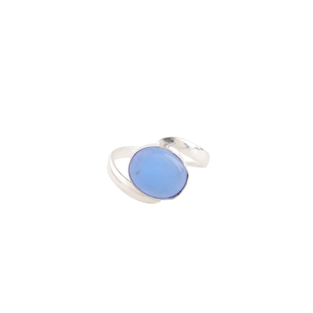 Dark Blue Cat's Eye Gemstone 925 Sterling Silver Jewelry Handmade Unique Ring RR-53-41