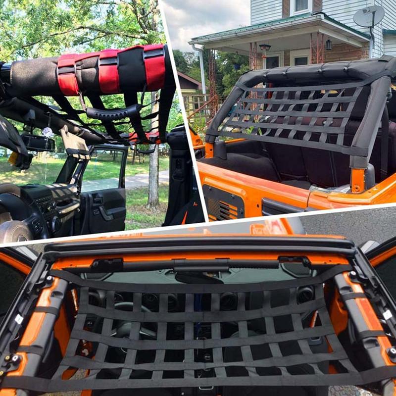 Dach Hinten Ladefracht Gepäck Netz Aufbewahrungsnetz Halter Hängematte für Wrangler Strapazierfähige Ladefrachtnetz Abdeckung Universelles Auto Ladefrachtnetz