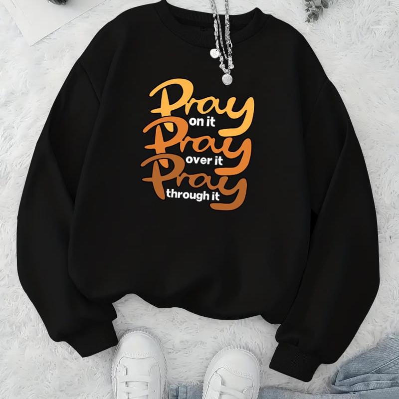 Cool Printed Women s Crew Neck Sweatshirt, Cotton Blend & Durable, Streetwear XXL чёрный