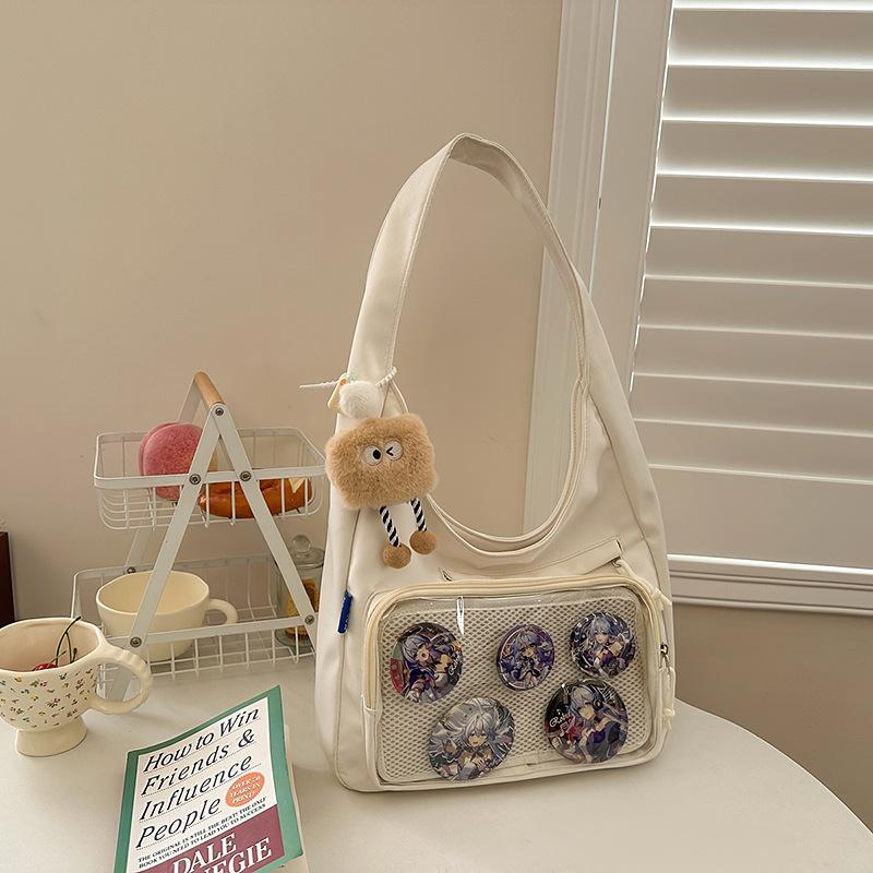 College wind pain bag Japanese ins transparent backpack large capacity simple shoulder messenger bag fashionable girl messenger bag