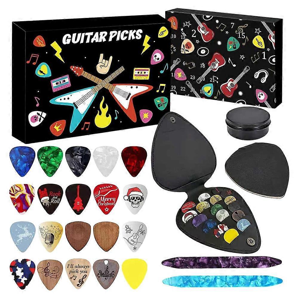 Guitar Picks Advent Calendar 2025 - 24pcs Guitar Picks Christmas Gfit for Guitar Lovers