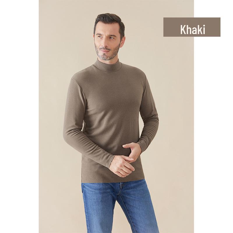 

Men s Thermal Semi-High Neck Slim-Fit Long Sleeve Top with Hyaluronic Acid for Autumn/Winter Warmth L