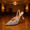 Dámské Sandály na Vysokém Podpatku s Kamínky Letní Dámské Sexy Lodičky s Otevřenou Patou a Špičatou Špičkou Módní Elegantní Společenské Boty na Podpatku