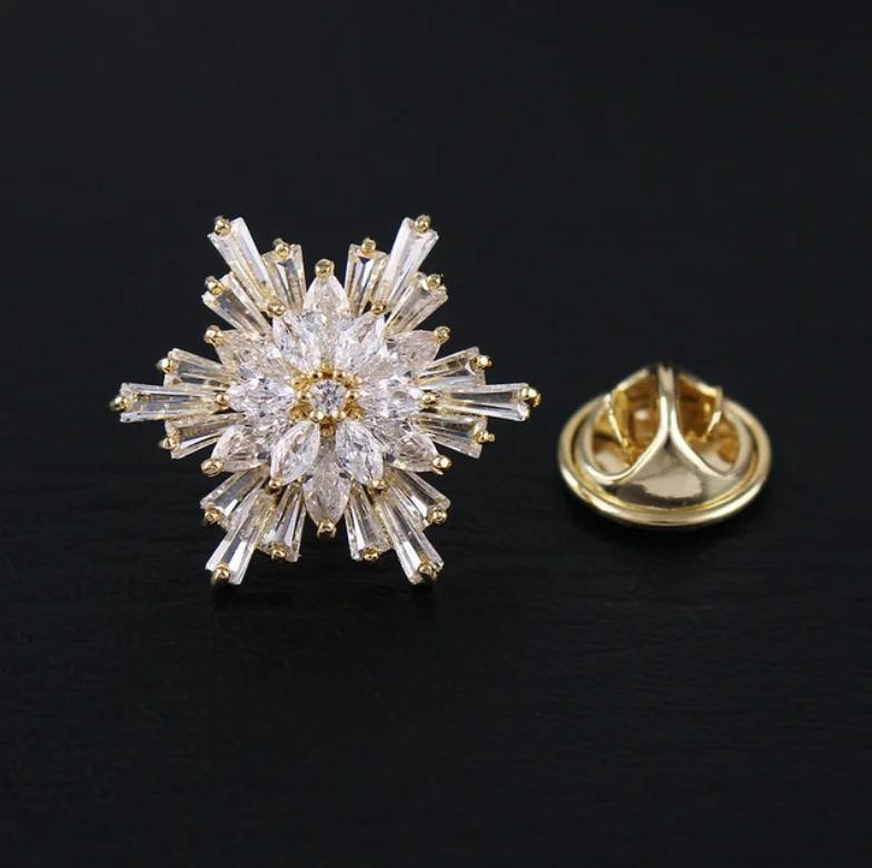 Модная и Изысканная Брошь-Снежинка из Кубического Циркония, Элегантная Ежедневная Брошь для Женщин