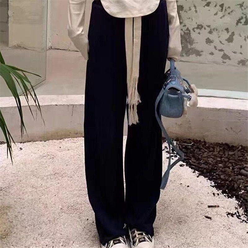 Korean Style Drawstring WideLeg Pants for PlusSize Women  HighWaist Loose Versatile Trendy Trousers for Students, Ideal for Casual FloorLength Wear