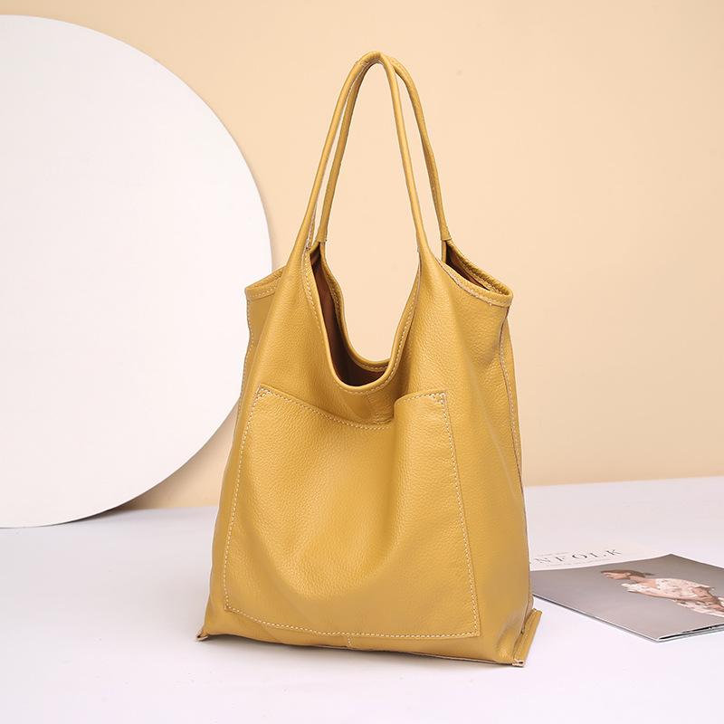 Leisure Large-capacity Tote Bag, Fashionable Cowhide Shopping Bag, Crossbody Bag for The Arm, Women's Bag