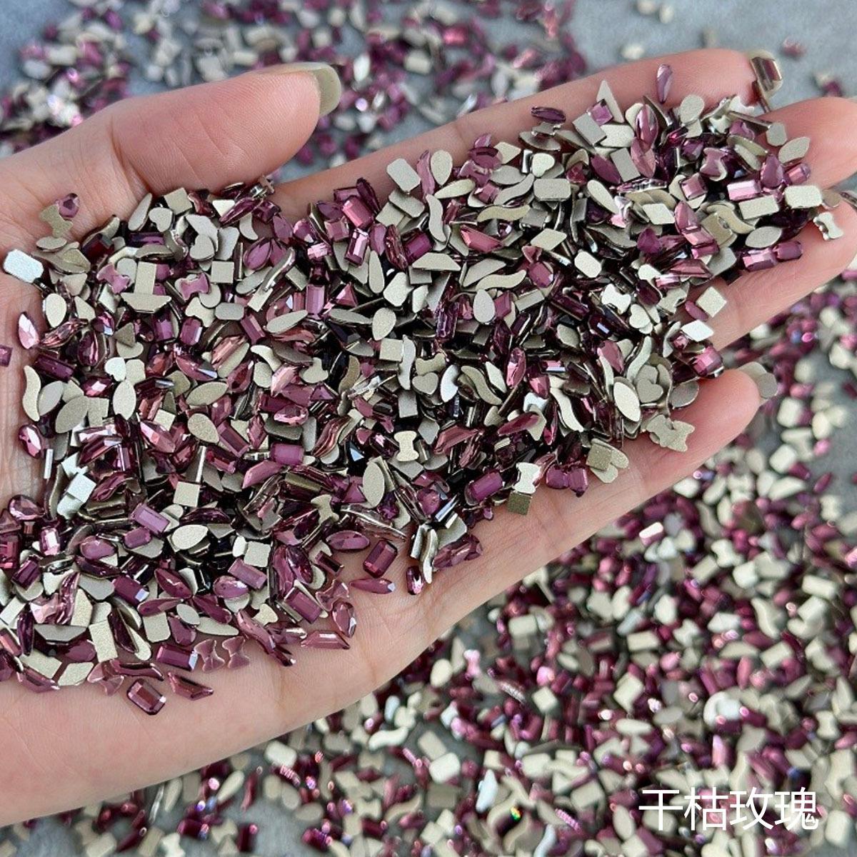 

Yiwu Nail Art Diamond Mixed Mini Small Nail Art Flat Bottom Special-Shaped Diamond Mixed K9 Champagne Nail Art Jewelry 100pcs/bag