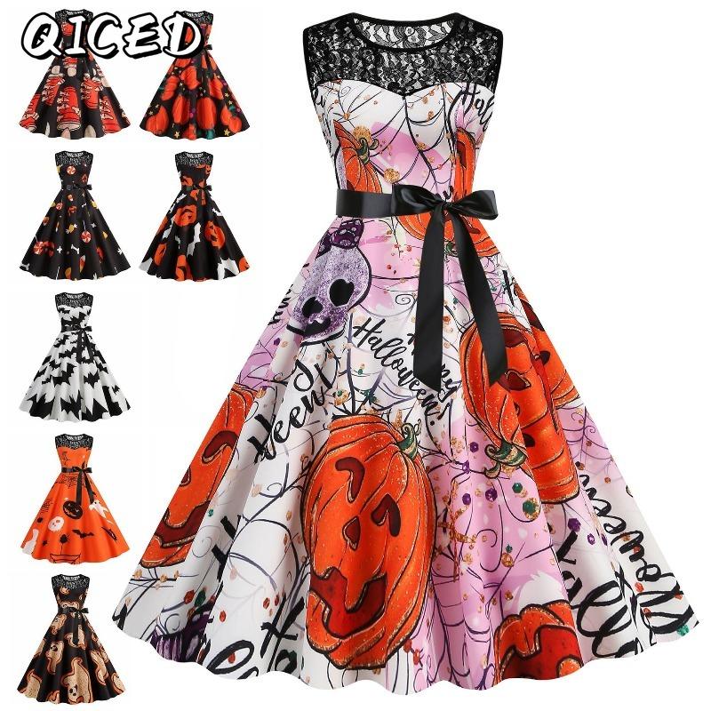 QICED Fashion Summer Spring Sleeveless O-Neck Casual Dresses