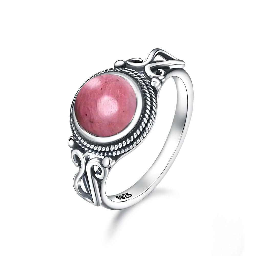 Pierścionek ze srebra sterlingowego z czarnym onykssem Vintage Prosty minimalistyczny styl Okrągły kształt Kamień naturalny Czarny pierścionek Biżuteria dla kobiet