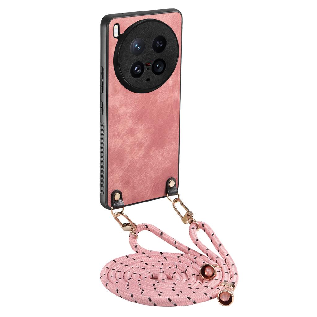 For Vivo X200 Ultra 5G Retro Leather Phone Back Cover with Adjustable Strap