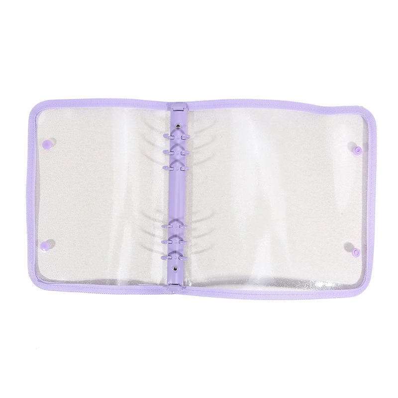 A5 PVC Binderhülle 6-Ring Doppel-Druckknopfverschluss Kantenumschlagenes Transparentes Design Notizbuch-Organizer zur Aufbewahrung von Papierdokumenten