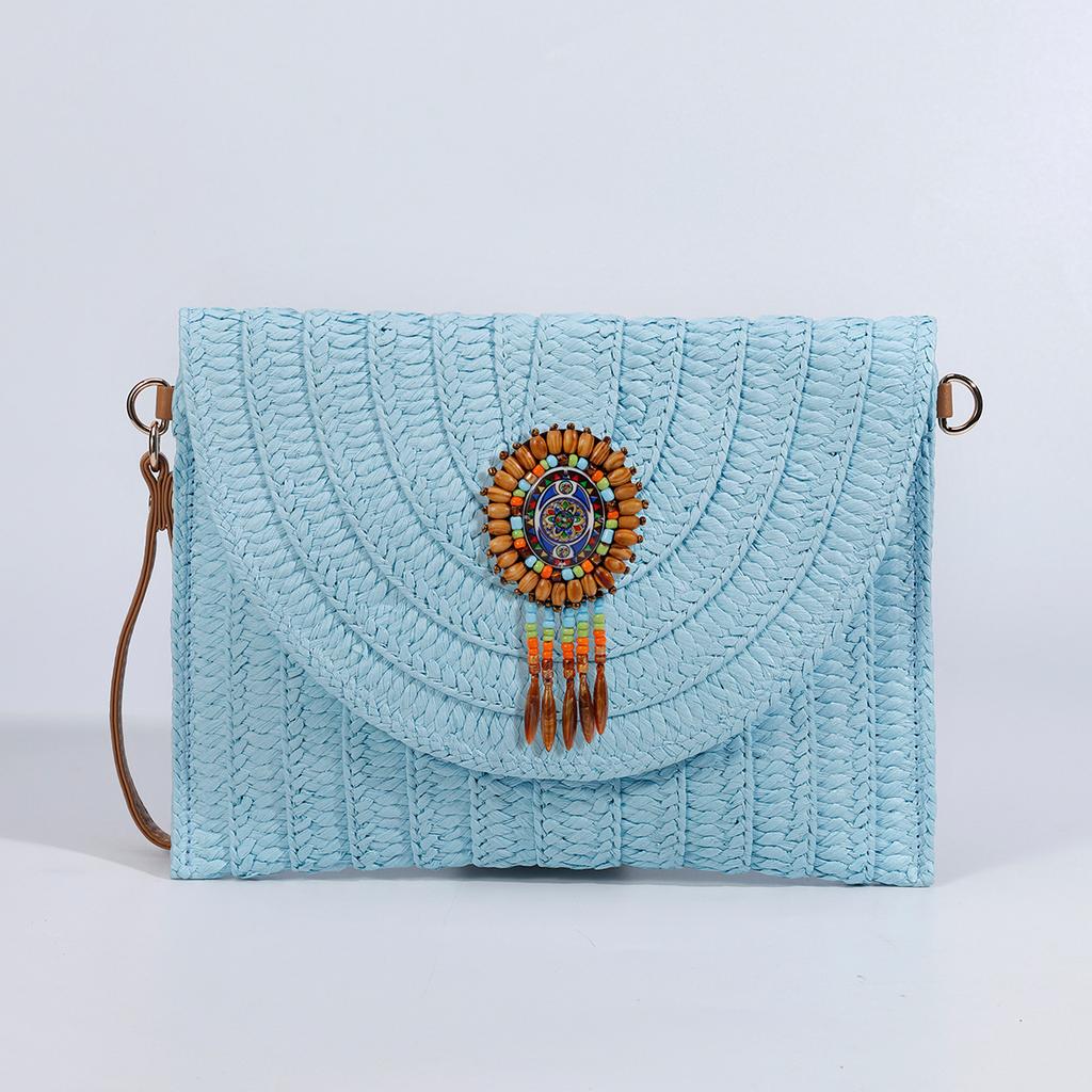 Neue Stroh Große Kapazität Clutch Umhängetasche Einzigartiges Umschlag Quasten Design Premium Handtasche Damen Tasche Umhängetasche