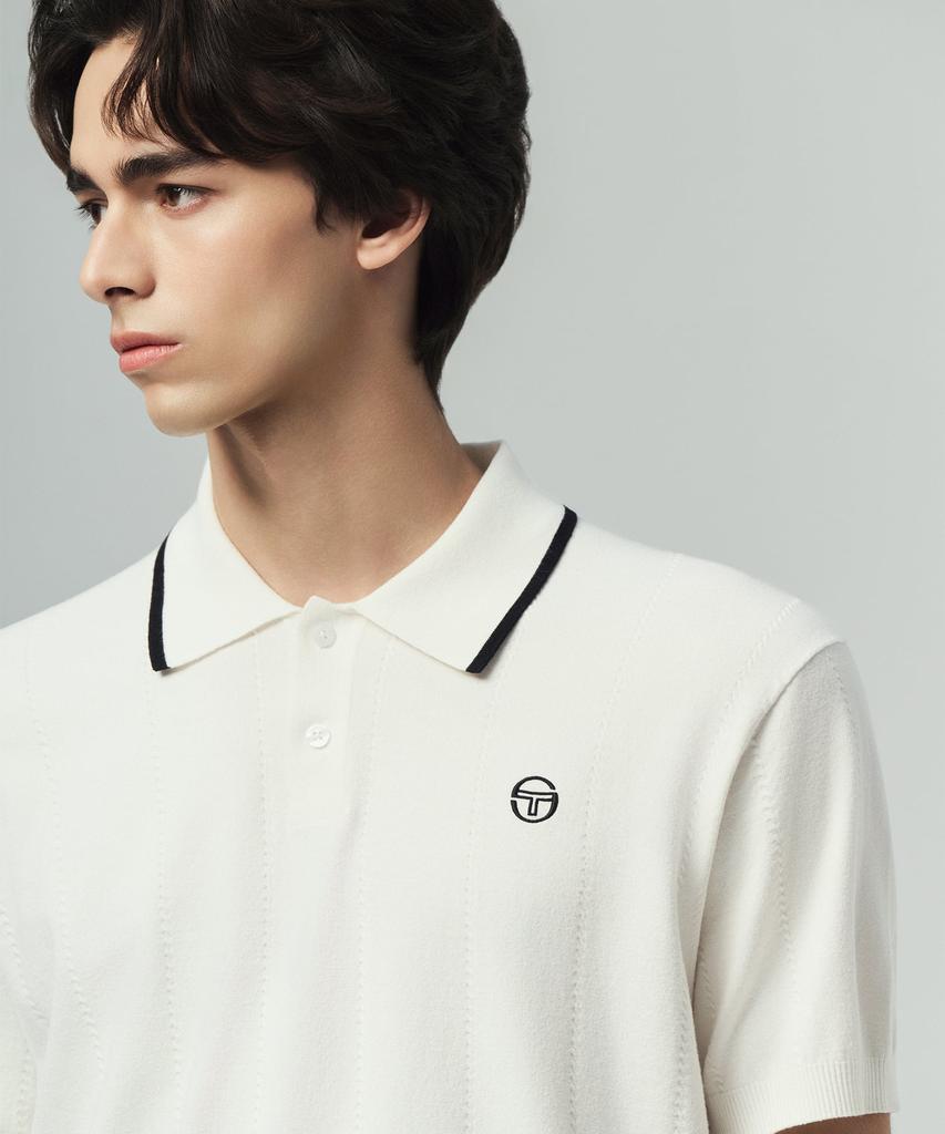 SERGIO TACCHINI M Small Cable Short Sleeve Polo (White)