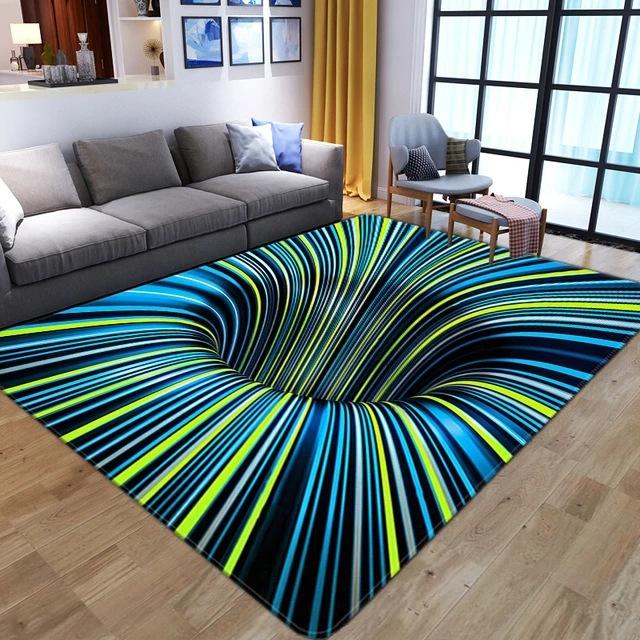 3D Stun Carpet Pattern Washable Bedroom Living Room Coffee Table Carpet Black And White Trap Floor Mat Home Decoration