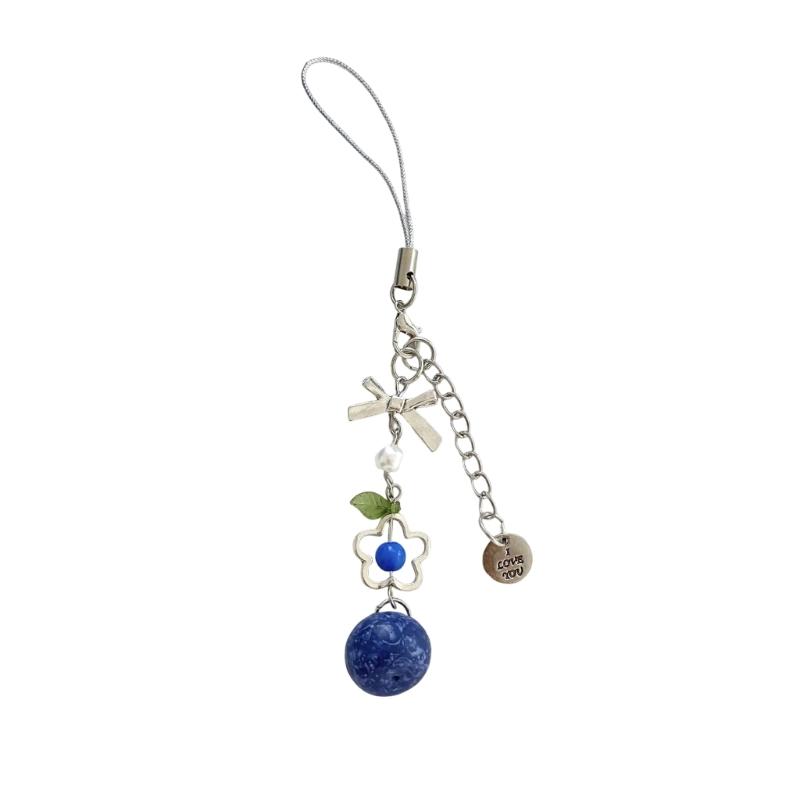 Charming Blueberry Keychain Phone Strap User Friendly Alloy Metal Chain Girls Accessory Practical Gift For Everyday Use