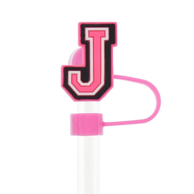 1PC Pink Letter PVC Straw Covers Cap Compatible For Most 30&40Oz Cup 10mm Straw Toppers Reusable Splash Proof Straw Caps