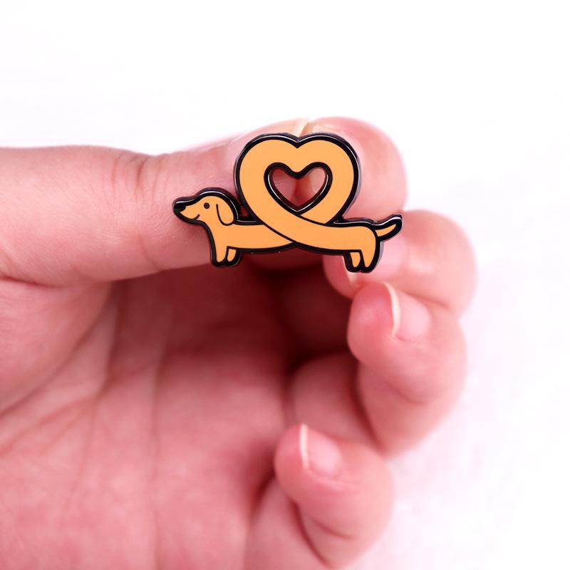 Dachshund Heart Brooch Pin Accessory
