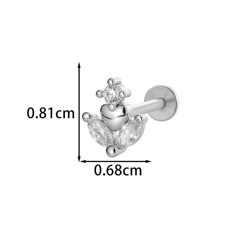 Zircon Set F136 Titanium Internal Thread Lip Labret Stud Ear Cartilage Piercing Jewelry