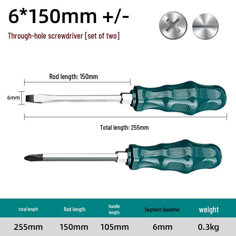 One-Word Industrial Magnetic Phillips & Flathead Screwdriver with Extra-Long Shank & Torx Impact Features