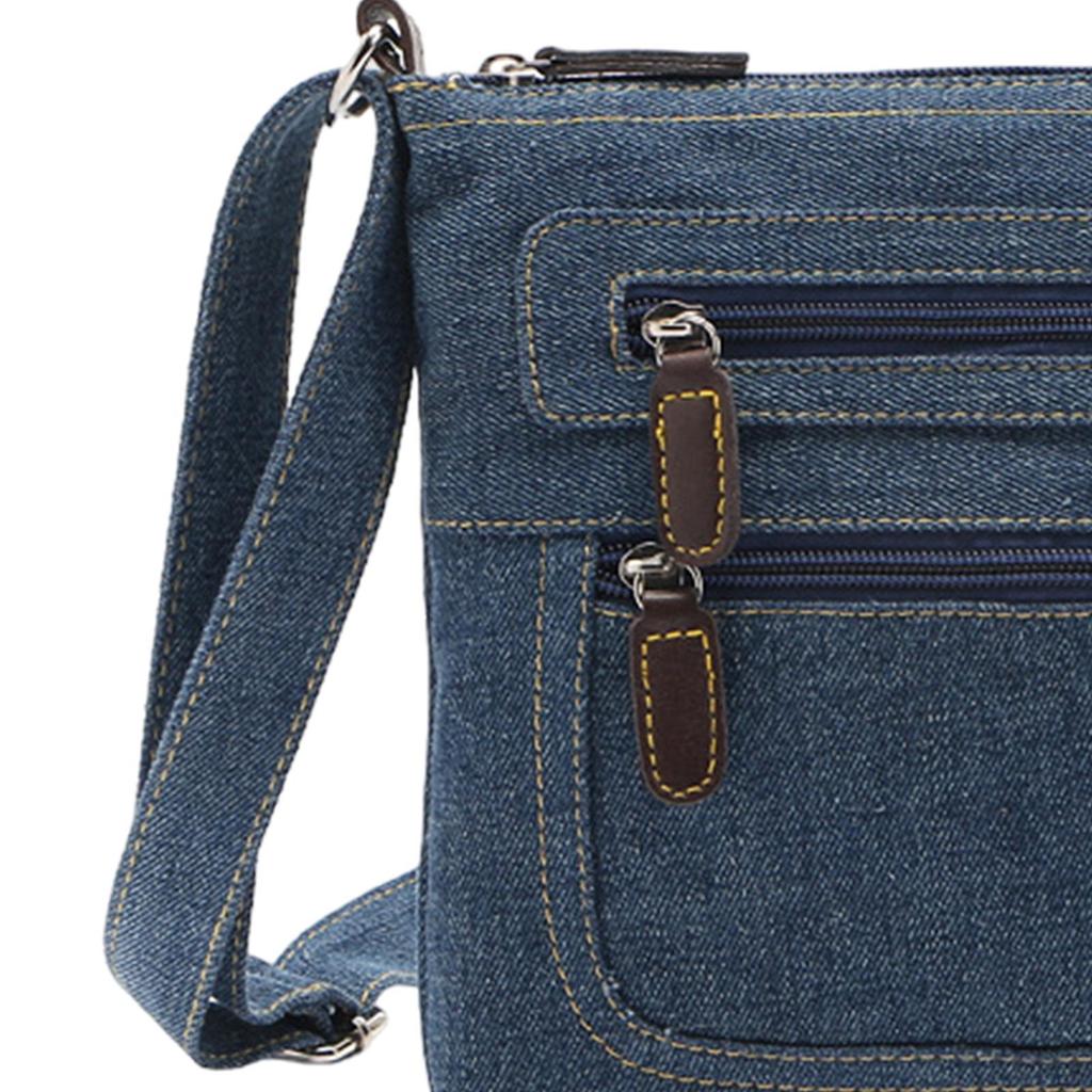 Denim Bag Fashion Sturdy Crossbody for Female Girls Travel Commuting Outdoor