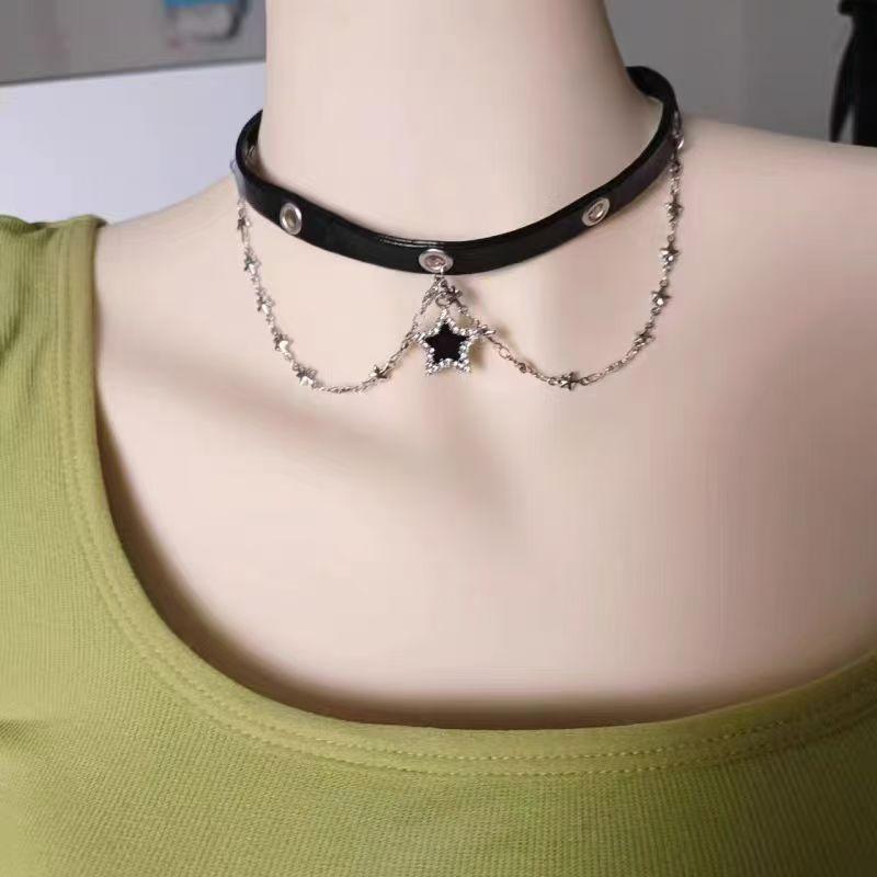 Диабло гот панк малышки чокер кожаный ошейник женский Y2K милый крутой цепочка для ключиц трансграничный взрывной ошейник