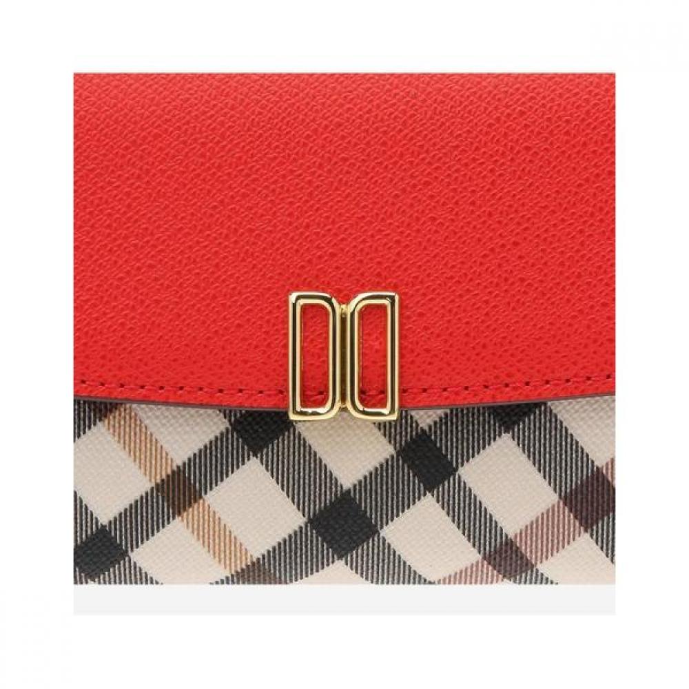 Daks Red Check Color Block Dd Logo 3 Fold Wallet