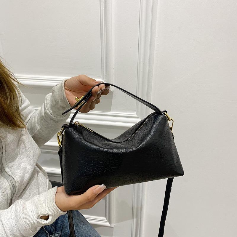 Lychee pattern bag women's new trendy fashion simple soft surface one shoulder crossbody hand carry retro armpit bag