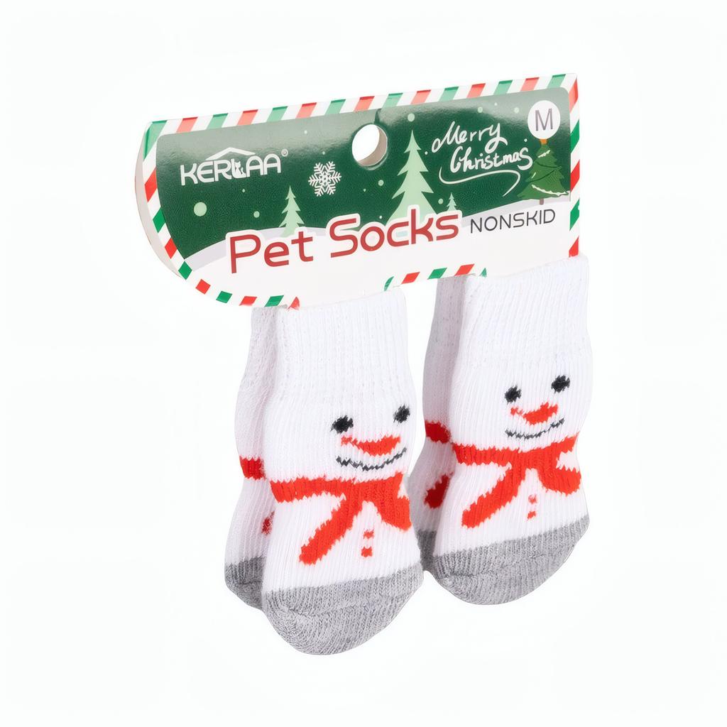 Weihnachts Hundesocken Anti-Rutsch Haustier Pfoten Socken Santa Rentier Schneeflocke Muster Anti-Verlust Warme Weiche Socken für Kleine Mittlere Hunde