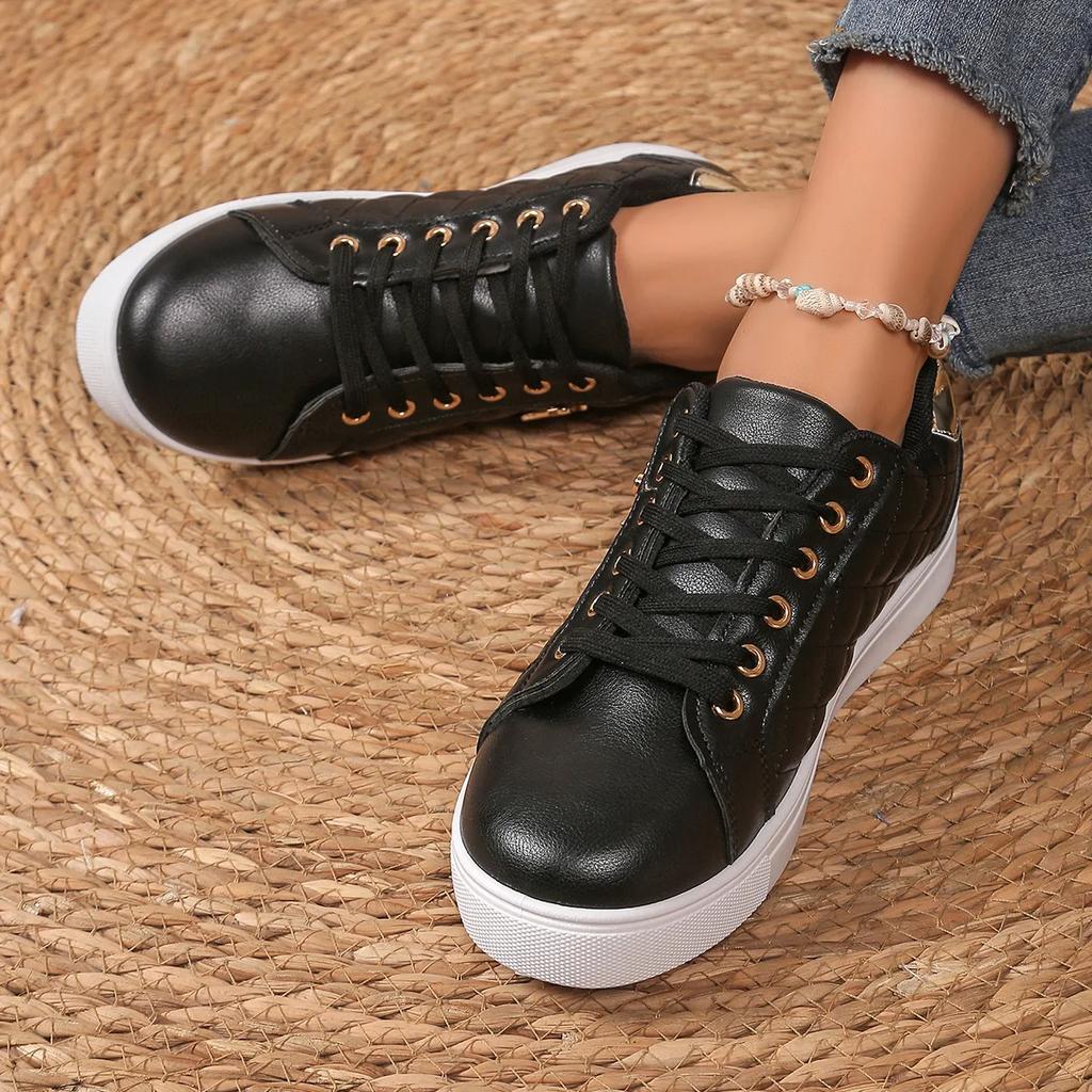 Women's Versatile Black Fashion Sneakers Platform Anti Slip Round Toe Strap Lightweight Casual Sneaker Shoes Tenis Femenino