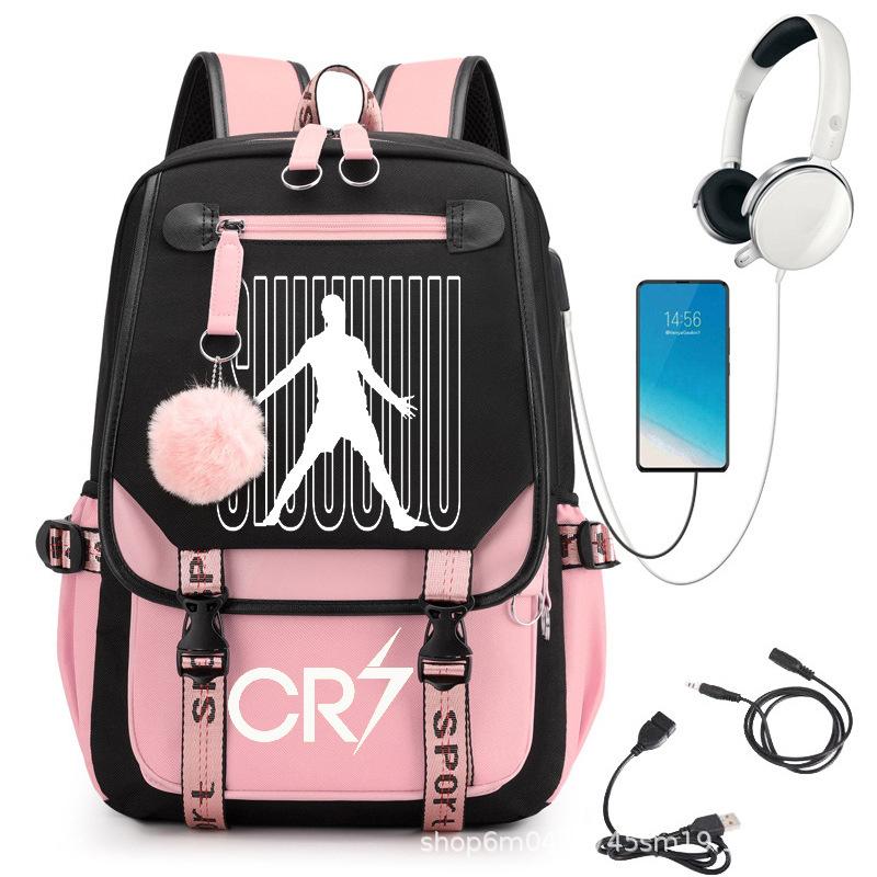 Large Capacity Schoolbag with Shoulder Strap; Student Three-piece Pencil Case Set
