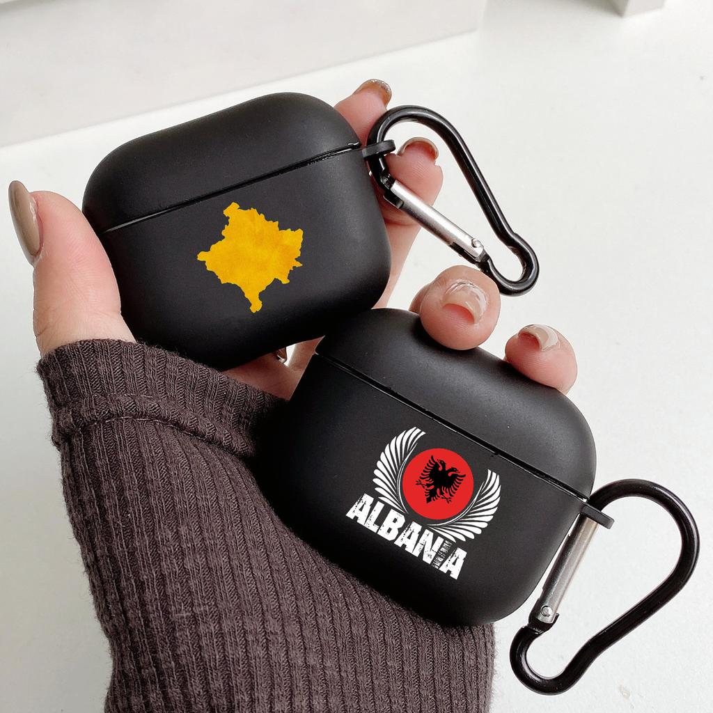 Albania Albanians Flag With Hook For Airpod Pro 3 Pro2 Black Protective Cover Silicone Case for Apple Airpods 2 1 Earphone Cases
