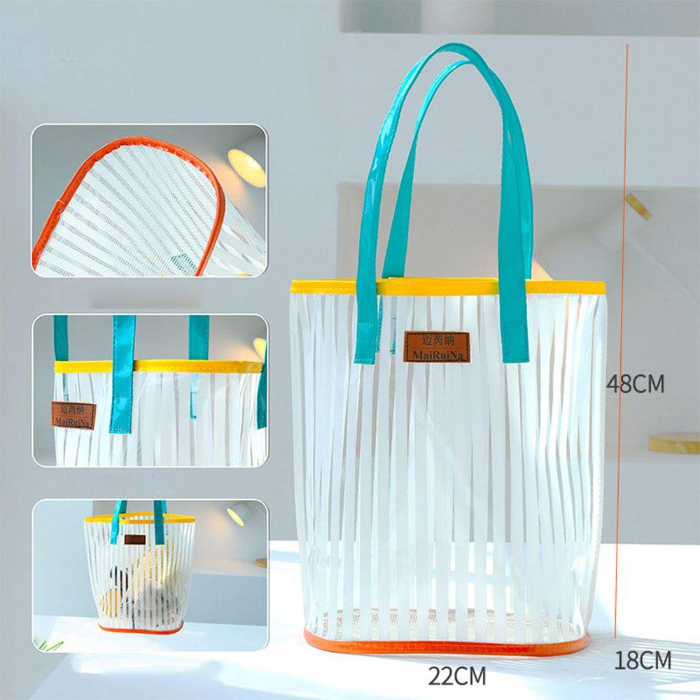 Bag PVC Tote Bag Makeup Organizer Female Beach Bag Storage Bag Shopping Bag Striped Handbag
