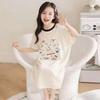 Cartoon Style Girls' One-Piece Summer Nightgown - Thin, Cute, Soft for Medium/Older Kids, Ideal for Home Air Conditioning.