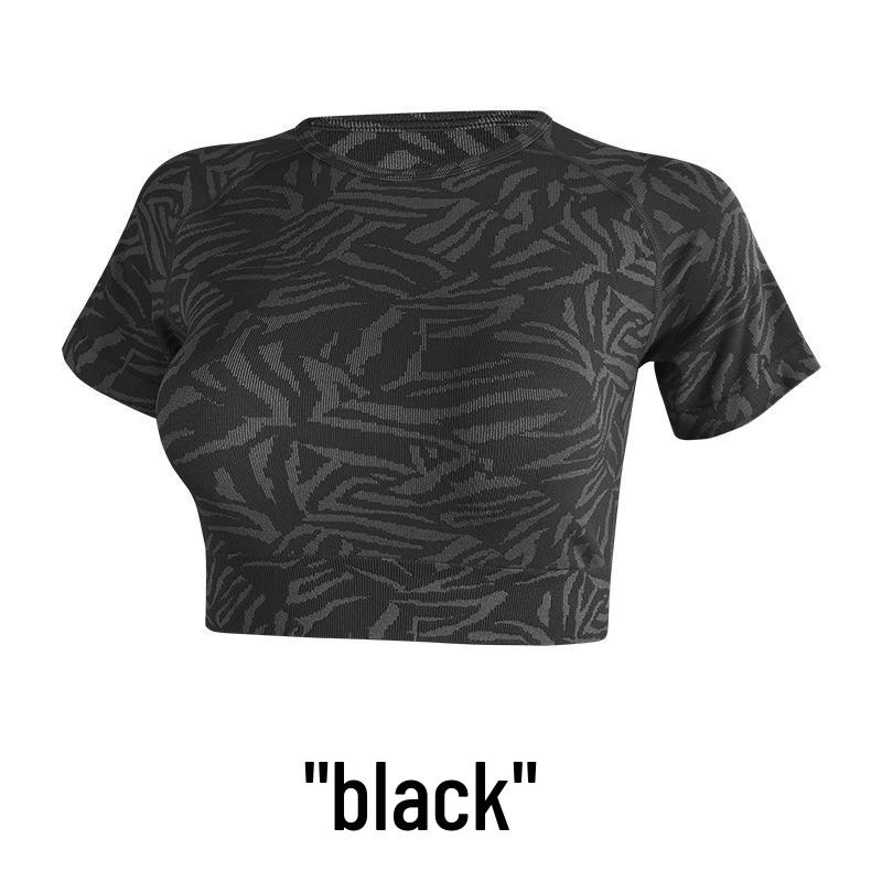 

Женский облегающий топ для йоги с круглым вырезом – Высокоэластичный, удобный, с коротким рукавом, летняя одежда для активного отдыха Large чёрный