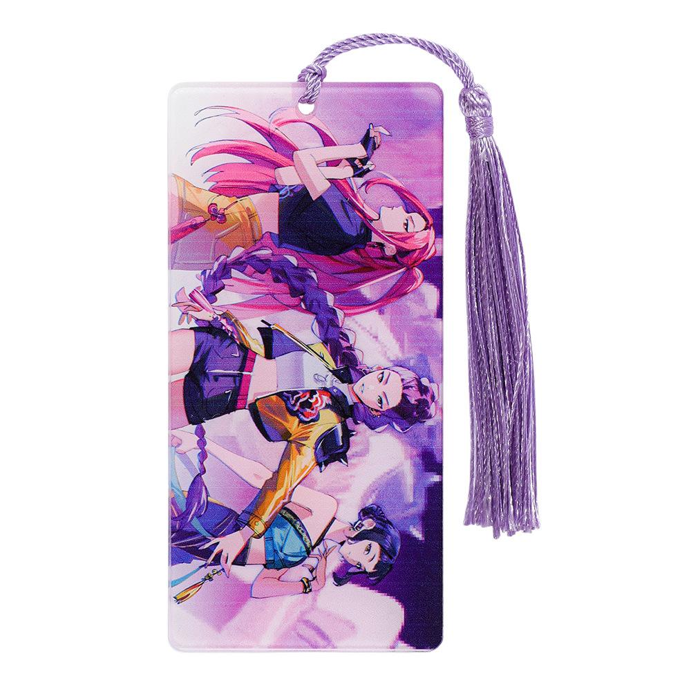 

K-Pop Demon Hunters Acrylic Bookmarks with Tassel Cartoon Theme Decorative Literary High Quality Gifts for Reading Lovers and Book Fans