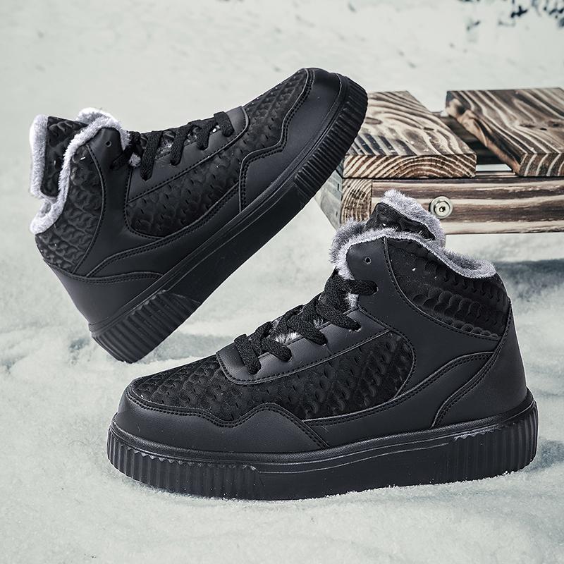 Winter Warm White Black Leather Men Casual Shoes Women High Tops Flats Leisure Shoes Sporte Skateboard Shoes Chaussure Homme