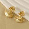 Elegant European Retro 18K Gold Fan-Shaped Ginkgo Leaf Earrings for Women